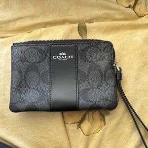 Coach Black Signature Wristlet Pouch